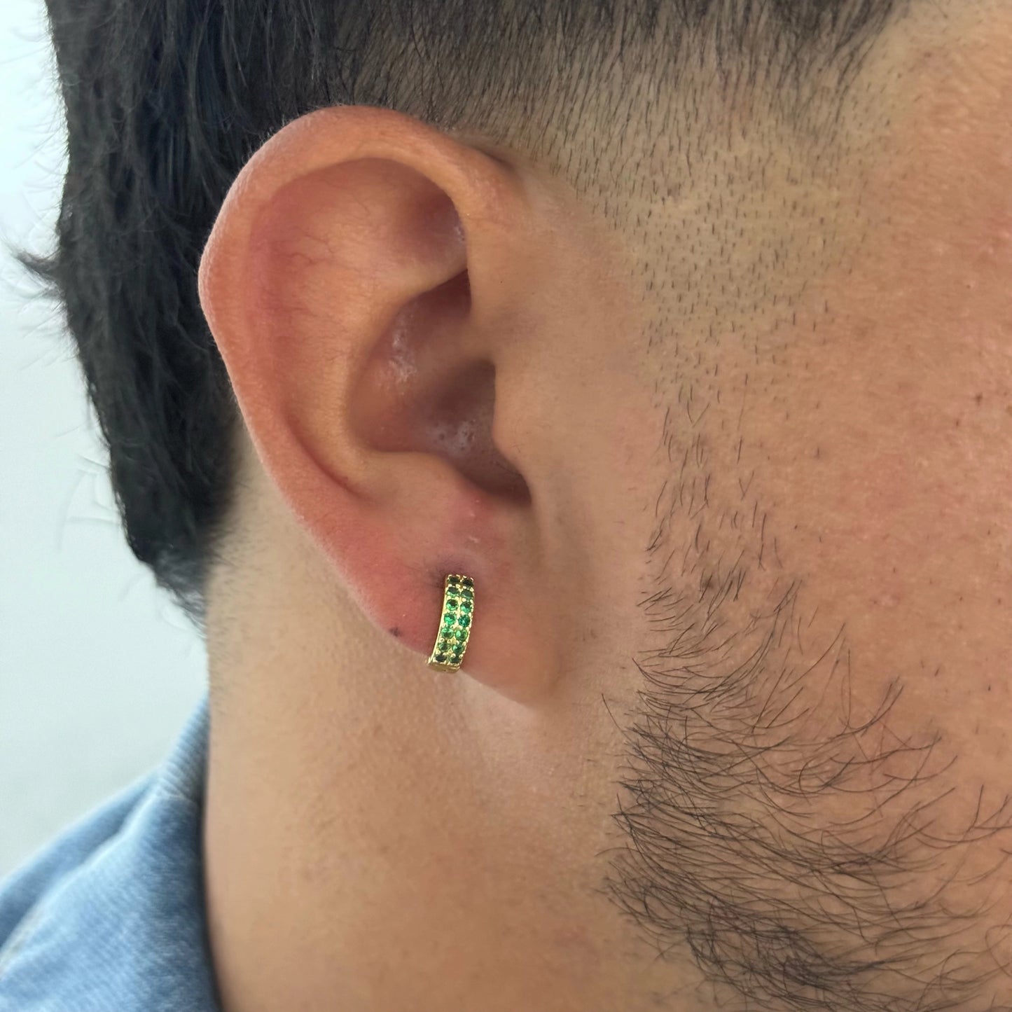 Candongas De Caballero De 10mm De Piedras Cristal Verde Esmeralda