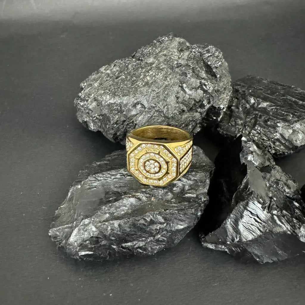 Anillo De Caballero De Diseño Timón De Cristales + Envío Gratis