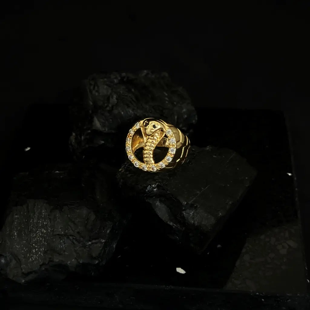 Anillo de Cobra En Circulo de Detalles Cristales Para Hombre + Envío Gratis