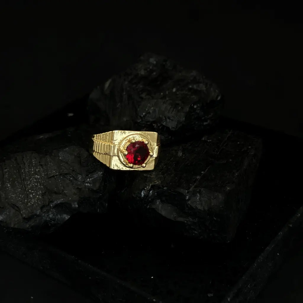 Anillo para Hombre De Piedra Roja Rubí + Envío Gratis