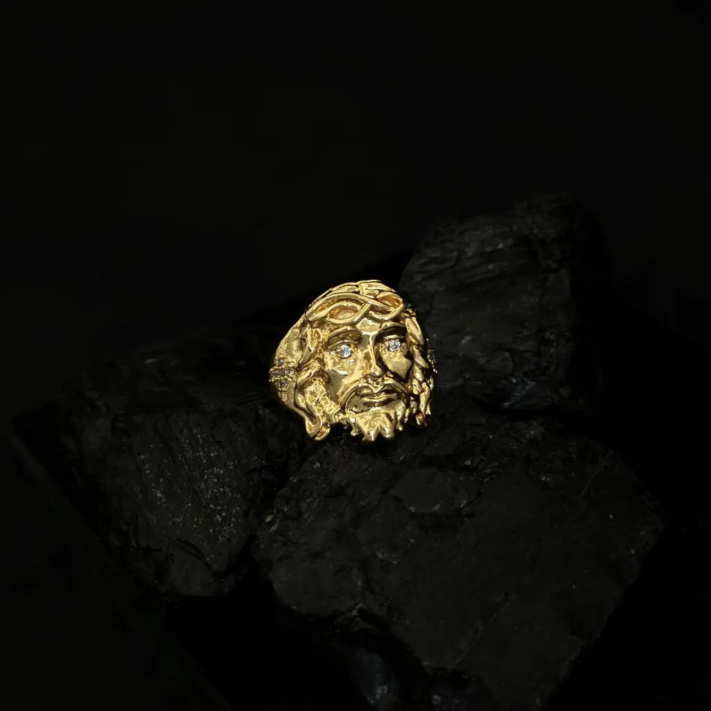 Anillo para Hombre Del Sagrado Rostro Con Detalles Cristal + Envio Gratis