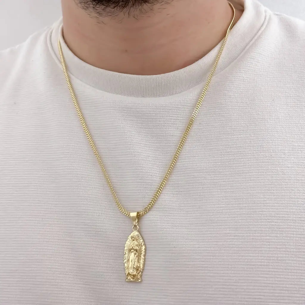 Cadena De Caballero De Tejido Sedusa De 60cm-3mm De Grosor Con Dije De La Virgen De Guadalupe