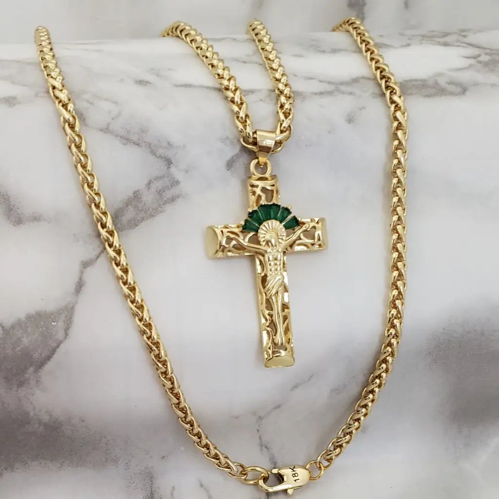 Cadena Tejido Franco 60mm-5mm de Grosor +Dije Cruz Verde de Obsequio + Envío Gratis