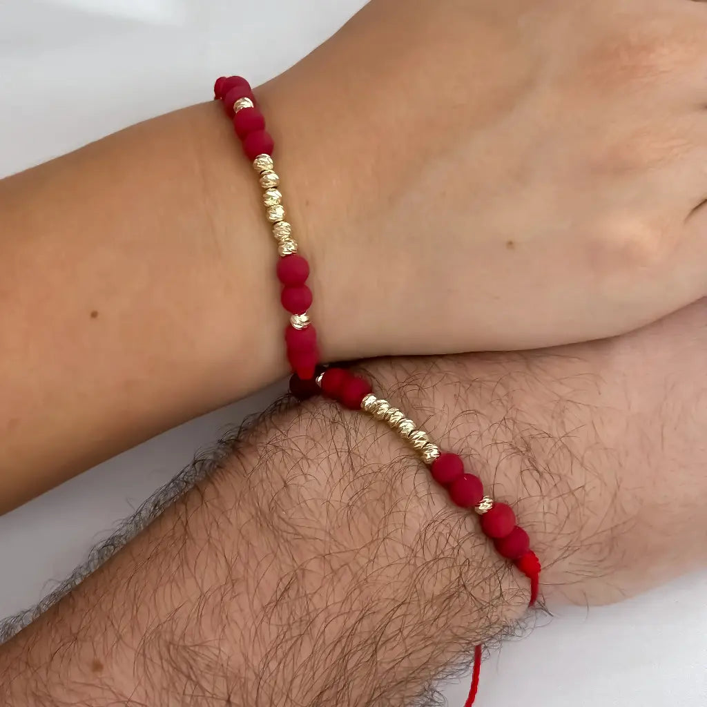 Manillas De Parejas Rojas De Neoprenos Y Balines Italianos