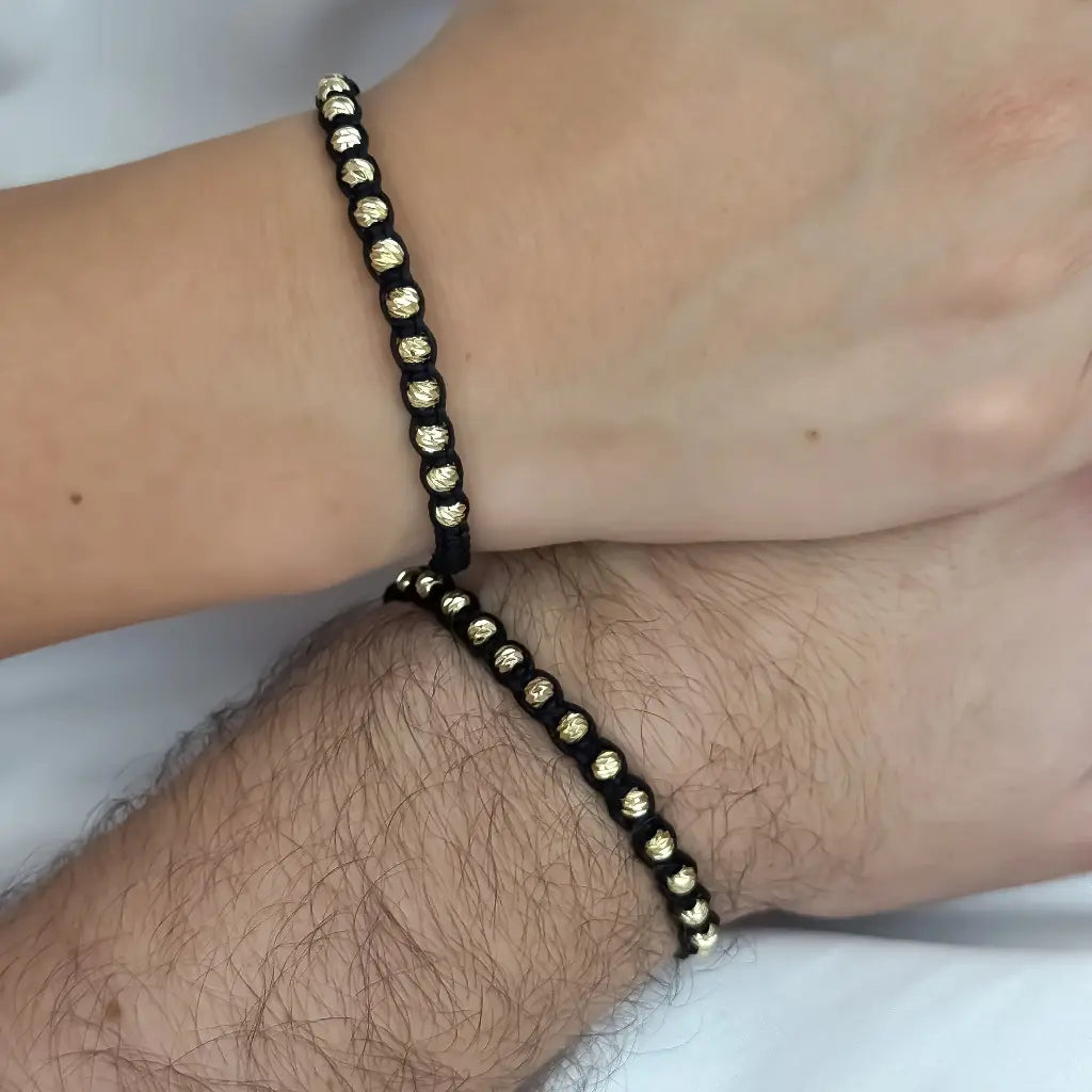 Par De Manillas De Tejido Macrame De 14 Balines Italianos
