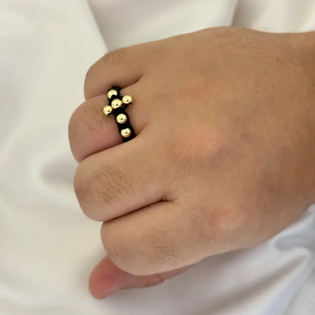 Anillo Tejido Macramé Con Diseño De Cruz + Envío Gratis