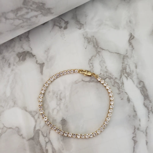 Pulsera De Caballero De Tejido Tenis Cristal