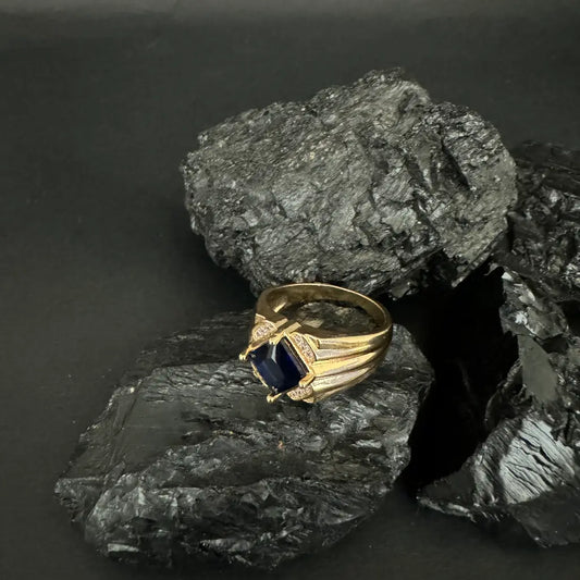 Anillo De Caballero De Cristal Azul + Envío Gratis