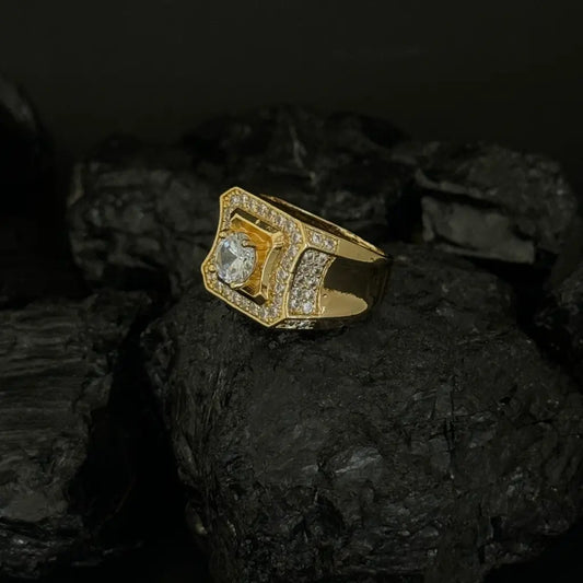 Anillo De Caballero De Cristales Blancos