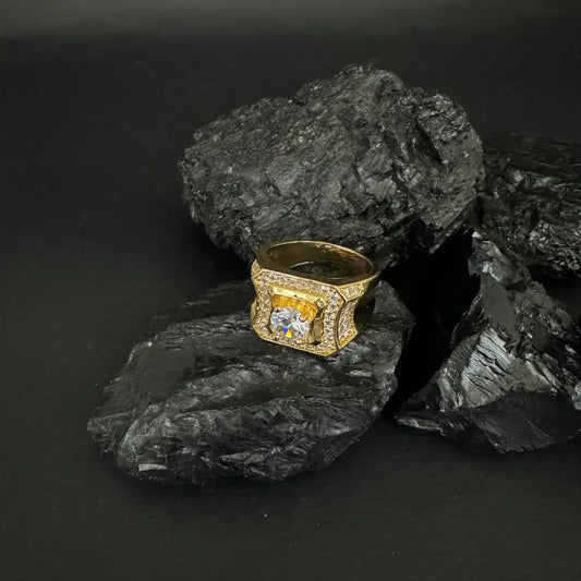 Anillo De Caballero De Piedras Cristales Y Cristal Grande + Envío Gratis