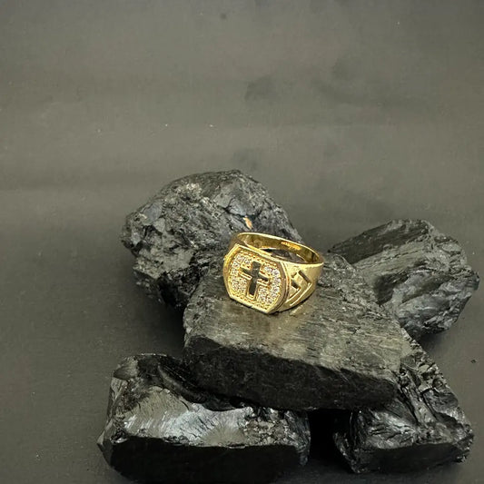 Anillo De Caballero De Tejido Cruz Y Piedras Cristales + Envío Gratis
