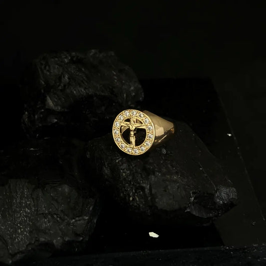 Anillo para Hombre De Crucifijo Con Detalles Cristal+ Envío Gratis
