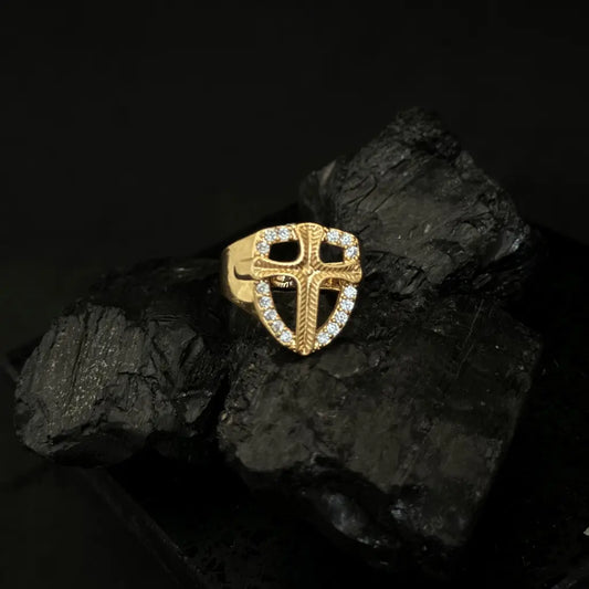 Anillo para Hombre De Cruz En Marco Cristal + Envío Gratis