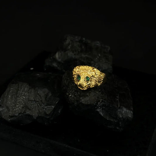 Anillo para Hombre De León Con Ojos Verdes + Envío Gratis