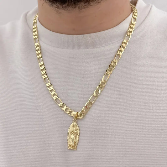 Cadena De Caballero De Tejido Cartier De 60cm-6mm De Grosor Con Dije De La Virgen De Guadalupe + Envío Gratis