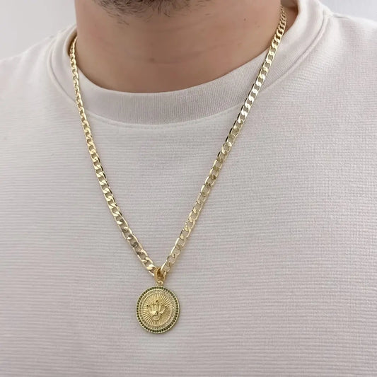 Cadena De Caballero De Tejido Cubana De 60cm-5mm De Grosor Con Dije De Rolex