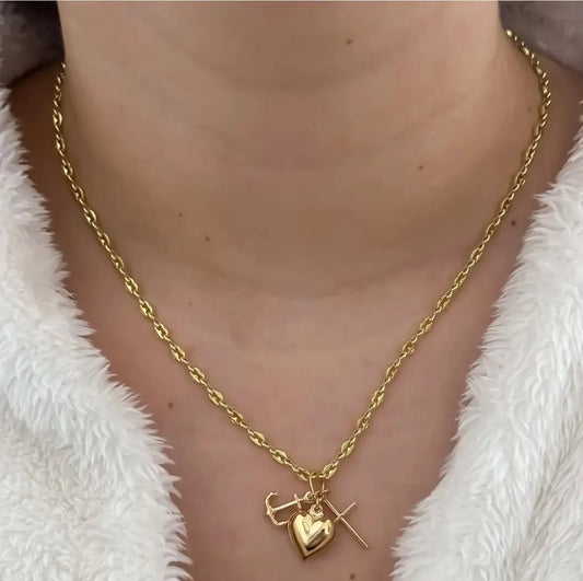 Cadena De Dama De Tejido Gucci De 50cm-3mm De Grosor Con Dije De Las Tres Gracias