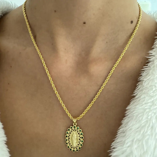 Cadena Para Dama Lazo 50cm-5mm de Grosor + Dije de Obsequio De Cruz de Virgen De Guadalupe + Envío Gratis