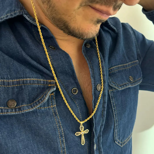 Cadena Tejido Lazo 60cm-3mm de Grosor + Obsequio Dije De Cruz + Envío Gratis