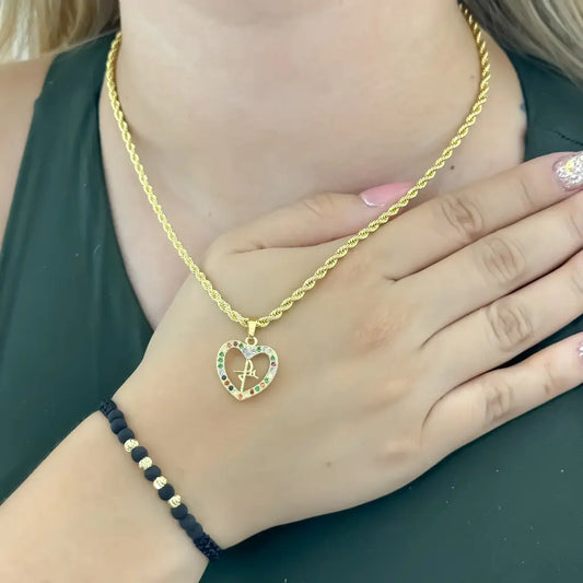 Conjunto De Dama Con Cadena De Tejido Lazo, Dije De Fe Y Manilla Negra + Envío Gratis
