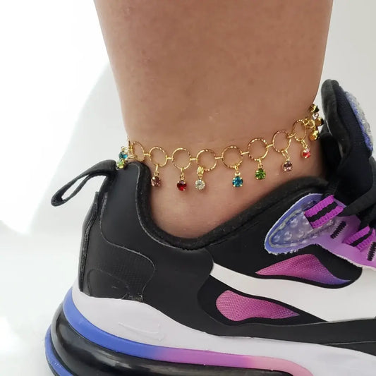 Tobillera De Aros Con Zircones Para Dama + Envío Gratis