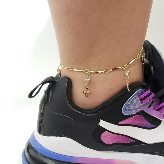 Tobillera De Cruces Con Zircones Cristal Para Dama + Envío Gratis