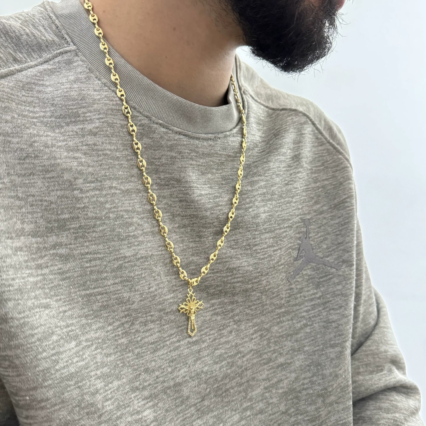 Cadena de Caballero de Tejido Gucci De 60-5mm de Grosor + Dije de Obsequio De Crucifijo + Envío Gratis